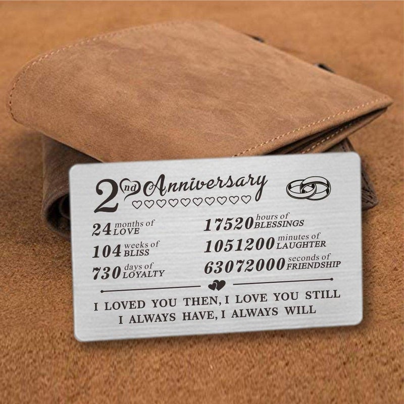 DEGASKEN 2 Year Anniversary Steel Gifts Wallet Card for Men Him Boyfriend, Second 2nd Yr Wedding Anniversary Keepsake Gift for Husband Wife Her - Image 2